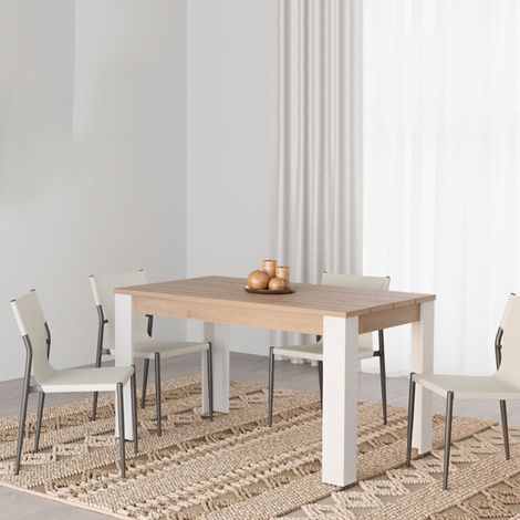 Mesa Fija Luarca, 6 Plazas, Tablero Efecto Listones, Forma Rectangular, 135x80x76h cm Marrón Roble Nudos (1/5)