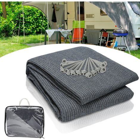 Randaco Zeltteppich für Wohnmobil und Wohnwagen, Atmungsaktive Zeltfußmatte für Markise, Garten und Outdoor Blau-grau 200cmx200cm