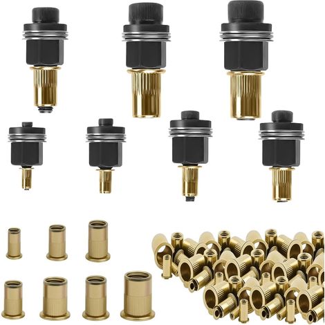 217 Stücke Nietmutternzange Set, für M3 M4 M5 M6 M8 M10 M12 Nietenzange Nietmuttern, Nietzangen Set, Nieten Set Nietmutter Werkzeug, Enthält Jeweils 30 Stück Muttern für Nieten Befestigung