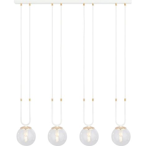 Lampada a Sospensione Glam, Acciaio verniciato a polvere, Vetro, Bianco, 92x115x15 cm (1/5)