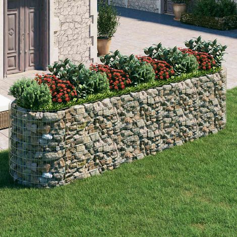 Lit surélevé à gabion-Jardinière en cage à pierre-Jardinière à gabion Fer galvanisé 400x100x100 cm (1/5)