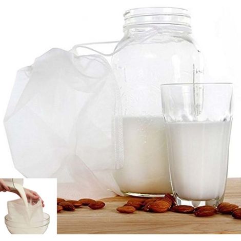 2 Sachets à lait végétal, maille fine, coton naturel 100%, lavable et réutilisable, pour cuisine maison (1/5)