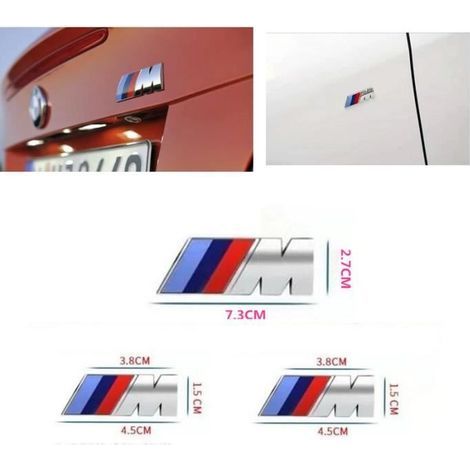 Adesivo per stemma laterale sportivo BMW ///M - Argento - 45 mm x 15 mm - 73 mm x 26 mm