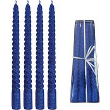 1PZ CANDELA DI CERA A TORTIGLIONE BLU - mm.21x250h.