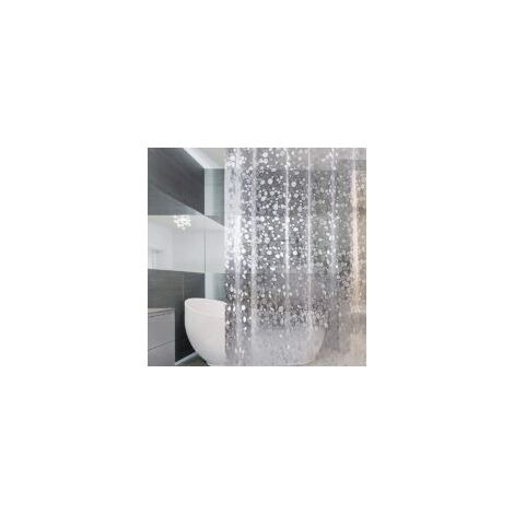 Rideau de douche imperméable, anti-moisissure et à séchage rapide pour usage domestique (motif galets blancs) - Crezuo (1/2)