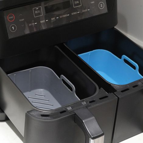 Panier double en silicone alimentaire pour friteuse à air chaud Ninha DZ201 Foodi 8QT. Accessoires de cuisine compatibles avec les friteuses à air chaud à double panier Ninha DZ201 et Foodi. (1/4)
