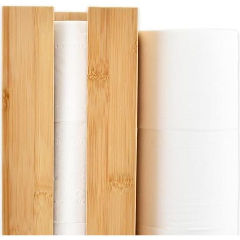 Bambou Support de Papier Toilette, Bois Rangement de Papiers Toilette pour 4 Rouleaux de Papiers (1/4)