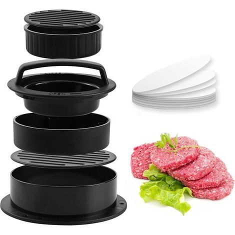 Presse à burger 3 en 1 + 100 papiers antiadhésifs – moule à steak haché en ABS pour barbecue Label YYV (1/4)