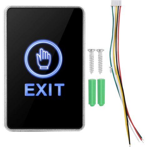 Commutateur de bouton de dégagement de sortie de porte de capteur tactile avec lumière LED, panneau de capteur tactile NO NC COM Bouton de commutateur de contrôle d'accès de sortie (1/5)