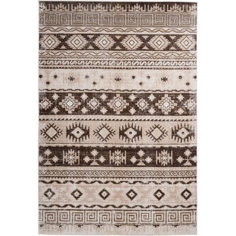 Tapis Ethnique à Poils Courts "Ariya" Taupe 80 x 150 cm (1/4)