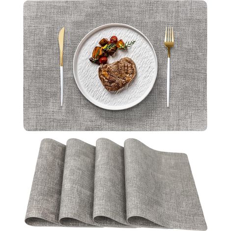 Sets de table double face résistants à la chaleur et l'huile pour cuisine les fêtes l'extérieur 30,5 x 43,2 cm lot de 4 43,2 cm Gris (1/5)