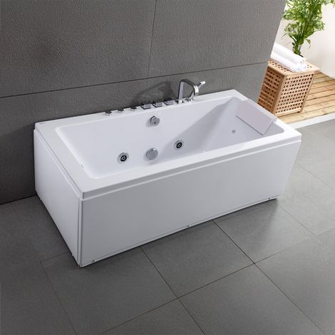 Baignoire Balnéo Sikinos white Jets 170 x78 x60 cm, by SPALINA