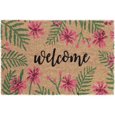 Paillasson, Fibres Coco, Inscription, résistant aux intempéries, 40x60 cm, intérieur et extérieur, Multicolore (1/5)