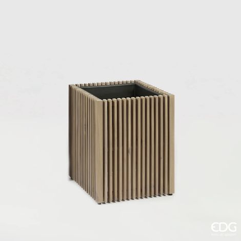 EDG Enzo De Gasperi Vaso Listelli Quadrato Grey Acacia 42 cm
