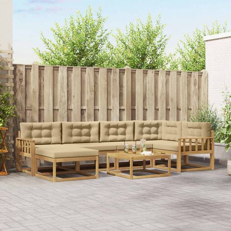 vidaXL Outdoor-Sofagarnitur 7 pcs Weiß und Beige (1/5)