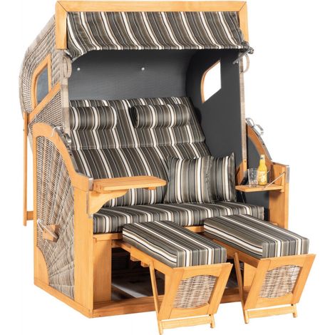 Strandkorb 405 Z Comfort XL PE-KS vint.oak Pinie teakfb.