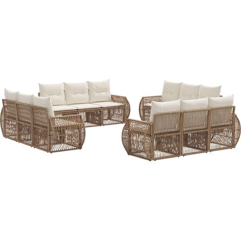 vidaXL Set Divano da Giardino 12 pcs Beige e Bianco Crema polyrattan