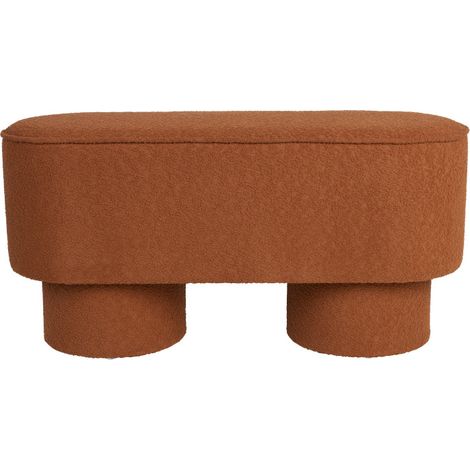 Banc 93x35x44,5 cm en tissu bouclé terracotta et piètement en bois (1/7)