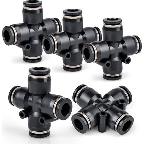 10 pezzi 4 vie 6 mm OD connettore rapido in plastica dritto per linea aria PZA6 (1/5)