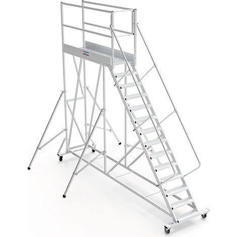 Plateforme roulante 14 marches - Hauteur max. de travail 4.80m - PTF214GD-P (1/5)