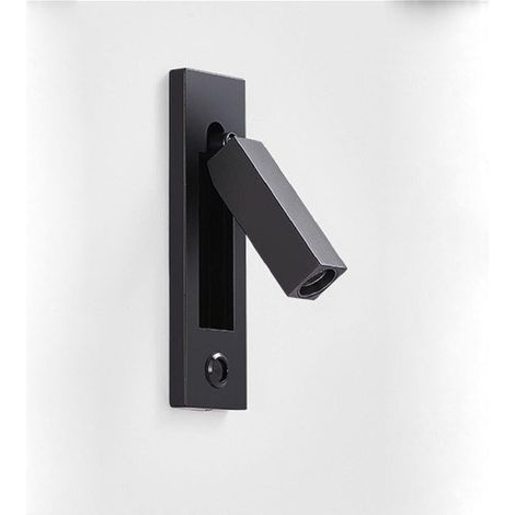 3W Noir Lampes de Lecture, TêTe de Lit Applique Murale Liseuse Encastré Interrupteur Poussoir Lampes Murales pour, Chambre (1/5)