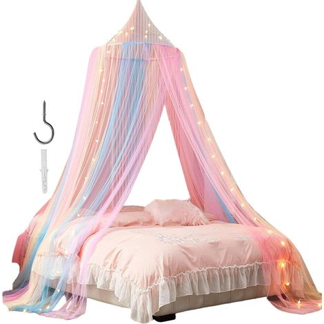 Baldaquin Princesse Pour Lit Fille Moustiquaire Princesse Arc-En-Mignonne Rideaux De Lit En Filet Pour Chambre Enfant Chambre Fille Fenêtre En Baie Dortoir Maison Sommeil Et La (1/5)