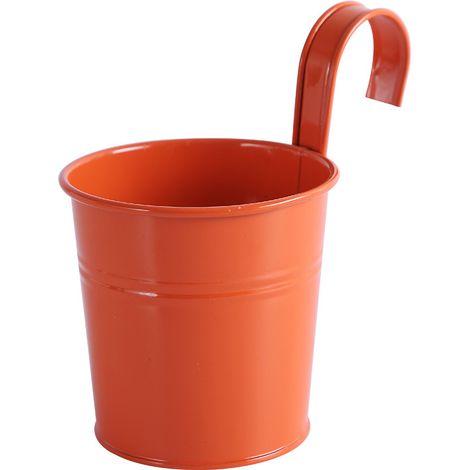 Pot de fleurs suspendu en fer avec crochet métallique, trou de drainage, fixation murale, pot retombant pour balcon, orange par défaut (1 pièce). Veuillez indiquer la couleur souhaitée lors de votre c