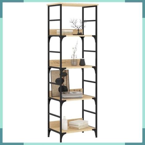 Bibliothèque - 835275 - chêne sonoma - 50 x 33 x 153 cm - bois d'ingénierie et acier (1/5)