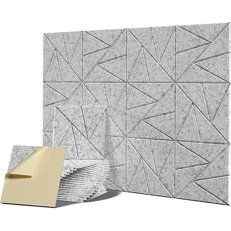 12 Panneaux Acoustiques Auto-Adhésifs, Couleur Gris Argenté (1/5)