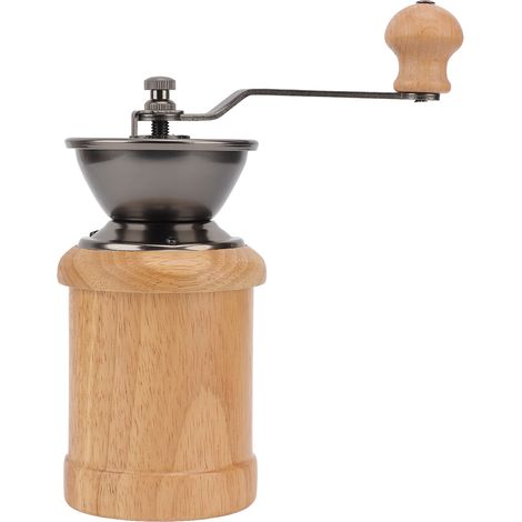 Retro-Handkaffeemühle aus Eiche und Edelstahl, ergonomischer Kurbelgriff, konisches Mahlwerk, tragbare Bohnenmühle, helle Farbe (1/5)