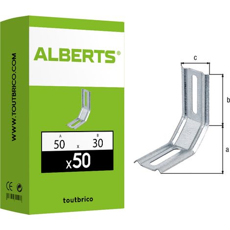 Equerre 3 pans 45 degrés 70x72x30 Galva Alberts - 341350 (1/4)