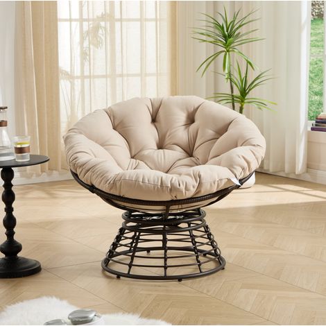 Sillón papasan giratorio 360 grados acero ratán OKMYHOME (1/5)