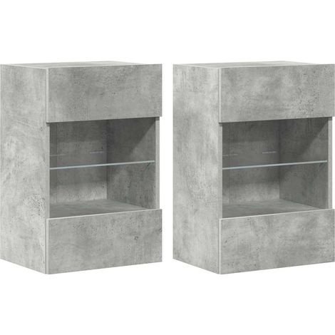 Meubles muraux avec lumières LED pour TV 2 pcs，Banc TV，Armoire TV gris béton 40x30x60,5 cm CFW300260 (1/5)