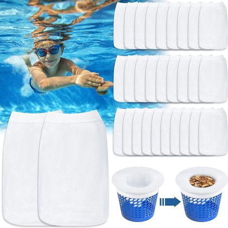 30 Pièce Chaussette Skimmer Piscine,Chaussettes Skimmer Reutilisable pour Panier Skimmer,Maille Ultra Fine,Nylon Élastiqu Pool Skimmer Socks pour Peuvent Emprisonner Pollen, Feuilles,Cheveux.