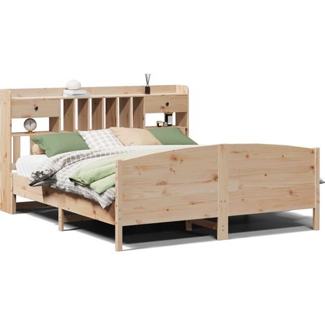 Maison Exclusive - Massivholzbett mit Regal ohne Matratze 180x200