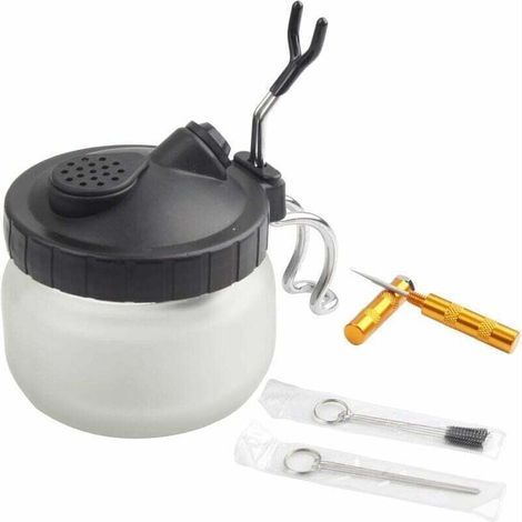Kit de nettoyage complet pour aérographe comprenant 1 pot de nettoyage avec support, 5 brosses de nettoyage, 5 pics de nettoyage et 1 aiguille de lavage (1/4)