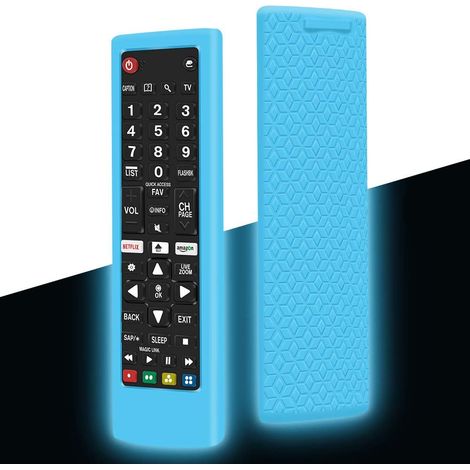Étui de Protection en Silicone pour AKB75095308 AKB74915324 AKB73715601, Antidérapant Housse Coque Compatible avec TV Remote (Glow Blue) (1/5)