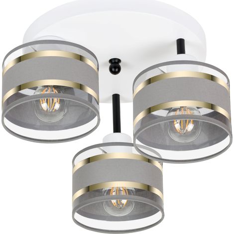 Plafoniera bianca con paralumi, in metallo industriale, 3xE27, illuminazione LED moderna per soggiorno, cucina, camera da letto, cameretta dei bambini, loft (1/5)