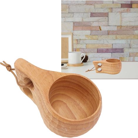Finnischer Becher aus Akazienholz, Handbecher, Holzbecher mit Henkel, Kaffeebecher, Milchbecher, Bürobecher (1/5)