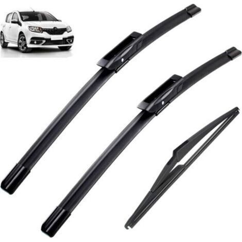 Jeu de balais d'essuie-glace avant et arrière, 3 pièces/ensemble, compatible avec Dacia Renault Sandero 2019 2018 2017 2016 2015 22 "19" 11" (1/5)