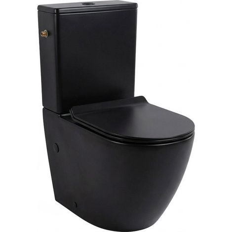 PixL WC à poser sans bride + abattant SoftClose + réservoir de chasse, alimentation latérale, noir mat (CEPX030RREXVPBKM) (1/5)