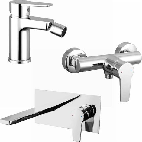 Set miscelatori lavabo ad incasso bidet senza scarico ed esterno doccia cromato Jane (1/4)