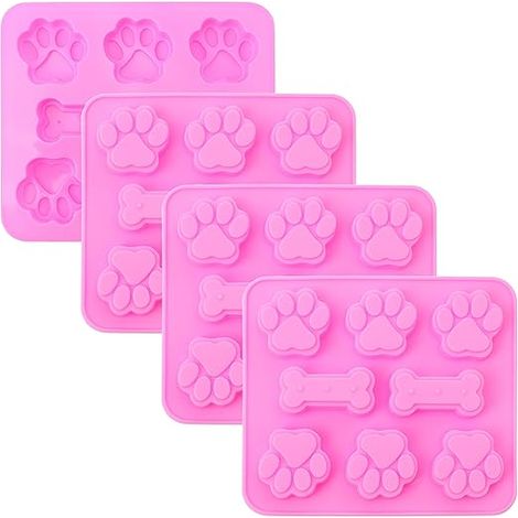 4-teiliges Silikon-Hunde-Formenset, Pfoten- und Knochenformen, antihaftbeschichtete Silikonformen für Schokolade, Bonbons, Gelee, Eiswürfel, Hundeleckerlis