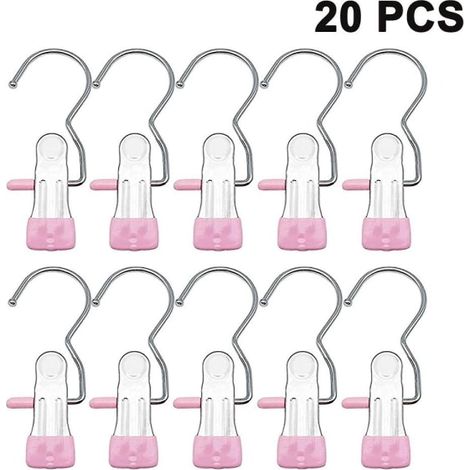 20 crochets suspendus en acier inoxydable pour cintres, pinces à linge pour chaussettes, serviettes, sous-vêtements, chapeaux, écharpes et pantalons (1/4)