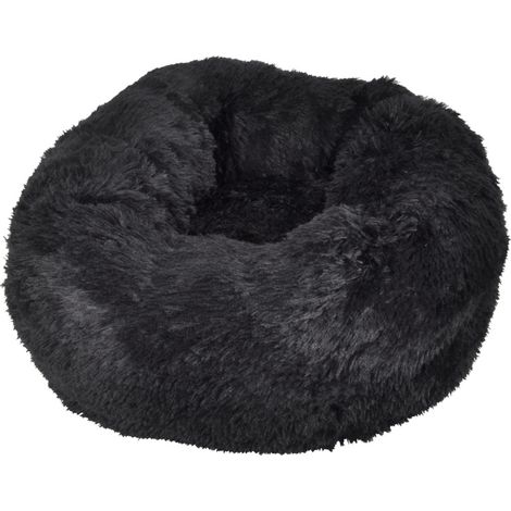 Coussin rond chat ou chien 25 x 55 cm fluffy noir (1/4)