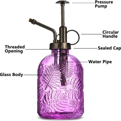 Glas-Sprühflasche zum Bewässern von Pflanzen, 360 ml, Retro-Stil mit Pumpaufsatz, Einhand-Gießkanne, Sprühflasche zum Bewässern von Pflanzen, Garten, Reinigung, Alkohol