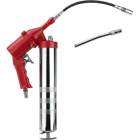 Dema – Pistolet à graisse pneumatique 400 ml – Pression 6 bars – Tuyau flexible 250 mm – Raccord ¼' pour graissage véhicules et machines