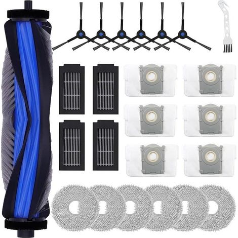 Kit accessoires de 24 pièces pour Ecovacs Deebot T50 Omni / T50 Pro Omni, 1 Brosse principale, 4 filtres HEPA, 6 serpillères, 6 sacs à poussière, 6 brosses latérales, 1 brosse de nettoyage (1/5)