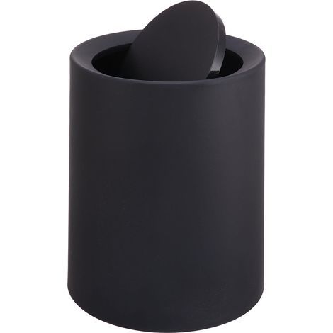 Poubelle Ronde 13 l, Couvercle à Bascule, intérieur en Plastique, Noir, 31.5x26x26 cm (1/5)