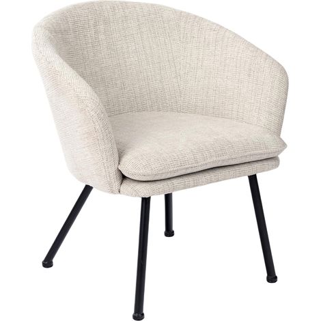 Meuble Fauteuil de Salon Chaise D'appoint Rembourré Canapé Relax avec Accoudoirs et Coussin épais Pied Métal pour Chambre Cuisine Bureau Beige, Tissu, 67,5x64x74,5cm (1/5)